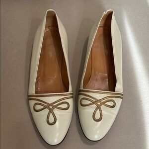 Ralph Lauren Cream and Gold Women's Loafers
